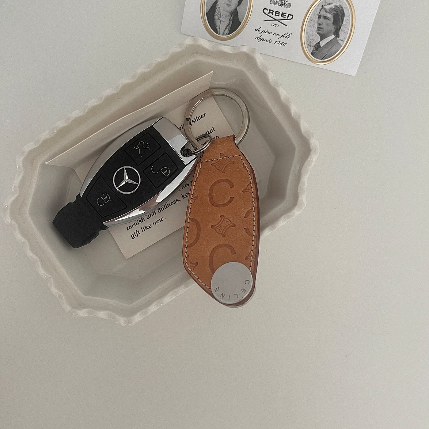 CELINE macadam leather key ring