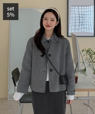 Mayby Buckle Short Coat (90% Wool) + Winter Split Wool Skirt Women&#039;s Clothing Shopping Mall DALTT