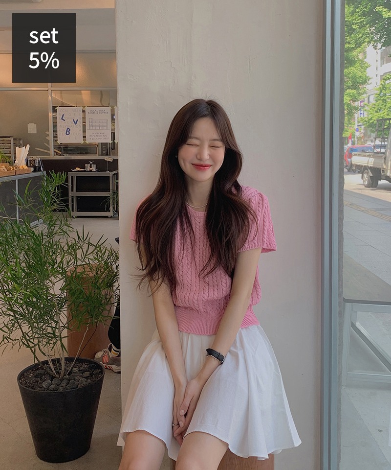 エイププレッシャー半袖ニット+エリングコットンミニスカート 韓国ファッション通販 ダルトゥ