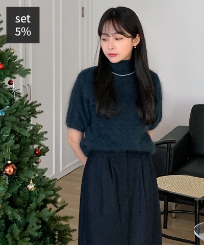 レビットアンゴラポーラニット（アンゴリ80％）+キャディウールスカート（ウール40％） 韓国ファッション通販 ダルトゥ