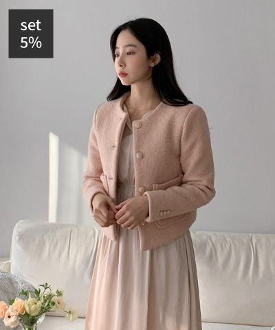 モアネウールジャケット（ウール40％）+コロエシャーリングワンピース 韓国ファッション通販 ダルトゥ