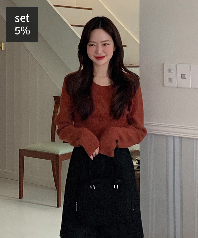 ダブベーシックウールニット+セピアハーフウールパンツ（ウール50％） 韓国ファッション通販 ダルトゥ