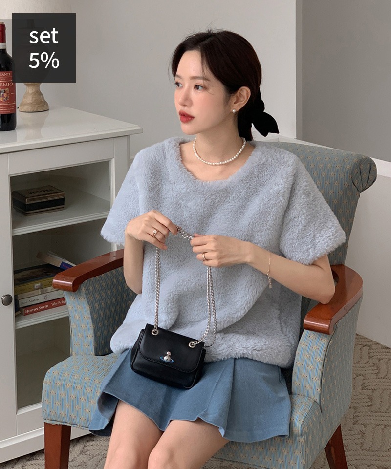 ベビーパーブラウス+ゴールデンプリーツスカート 韓国ファッション通販 ダルトゥ