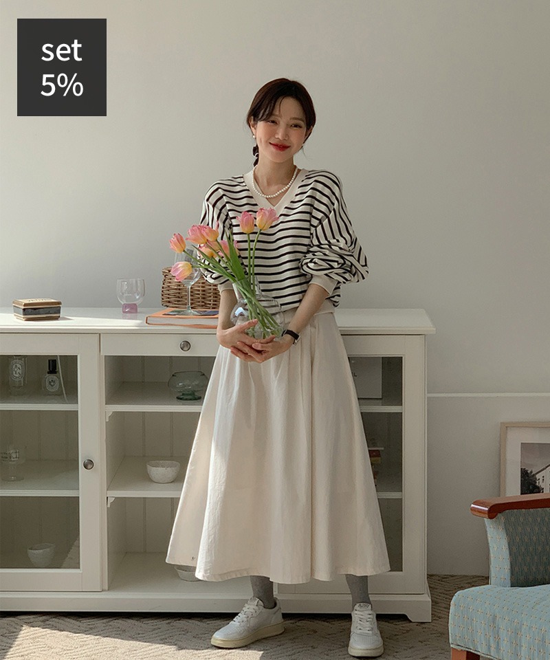 サンデーモーニングダンガラマンツーマン+マシュマロコットンスカート 韓国ファッション通販 ダルトゥ