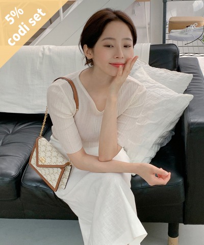 アンバー段ボール半袖ニット+ロアリネンスカート 韓国ファッション通販 ダルトゥ