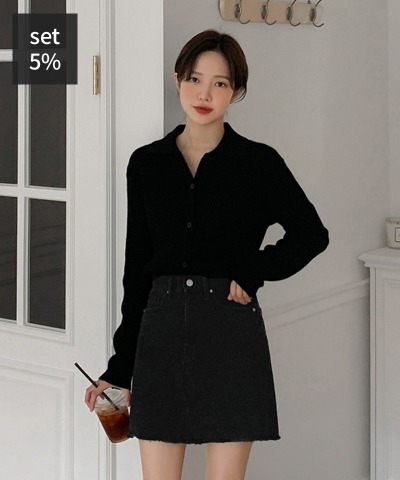 ノートカラーウールカーディガン（ウール85％）+フクチョンミニスカート 韓国ファッション通販 ダルトゥ