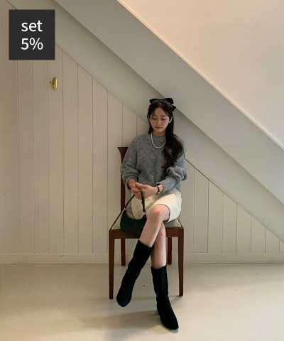 ミテウールラウンドニット+ディオフコーデュロイミディスカート 韓国ファッション通販 ダルトゥ