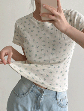 플라워자가드반팔T(3c) 꽃무늬티셔츠 잔꽃티셔츠 라운드티 레이어드 빈티지
