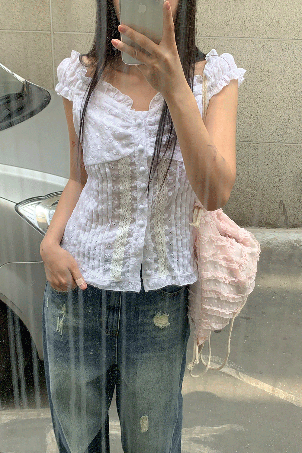 vicky puff lace blouse (2colors)