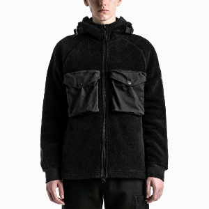스톤아일랜드 21FW 와펜 로고 포켓 플리스 후드자켓