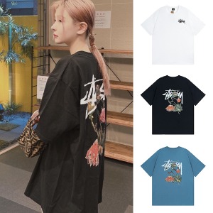 STUSSY 스투시 낙화 로고 반팔티셔츠