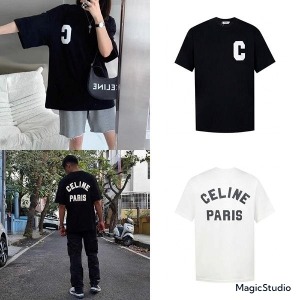 CELINE 셀린느 코튼 저지 루즈 반팔티셔츠