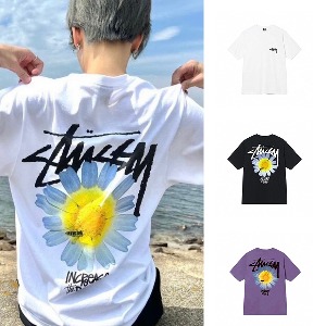 STUSSY 스투시 플라워 로고 반팔티셔츠
