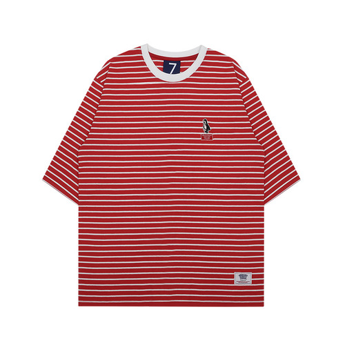 디니미쉬세븐스초드 PP BOX STRIPE HALF TEE_red,DCL스토어,DSCA (Unisex)