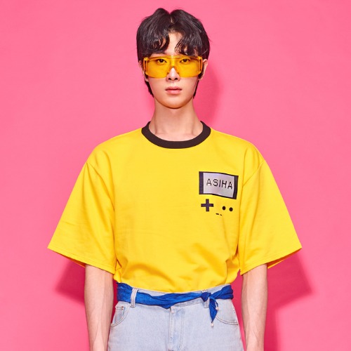 아시하 레트로 8비트 게임팩 반팔티(Yellow),DCL스토어,ASIHA(unisex)