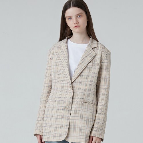 매치글로브 MG0F CASUAL CHECK BUTTON JACKET (BEIGE)