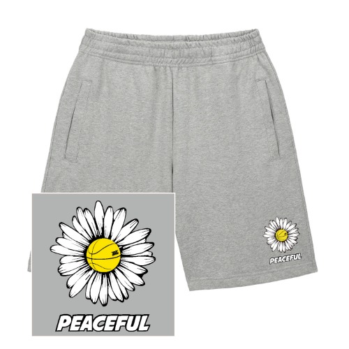 트립션 DAISY PEACEFUL LOGO 스웨트 하프 팬츠(그레이)