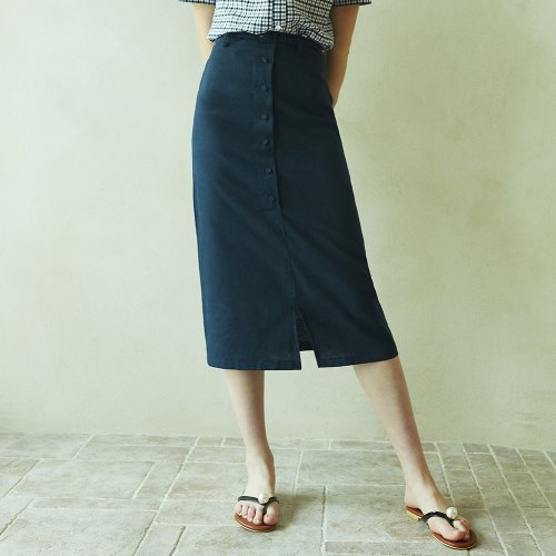 루흠 LINEN BUTTON SK(NAVY)