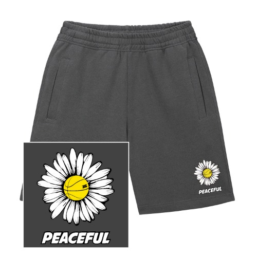 트립션 DAISY PEACEFUL LOGO 스웨트 하프 팬츠(피그먼트블랙)