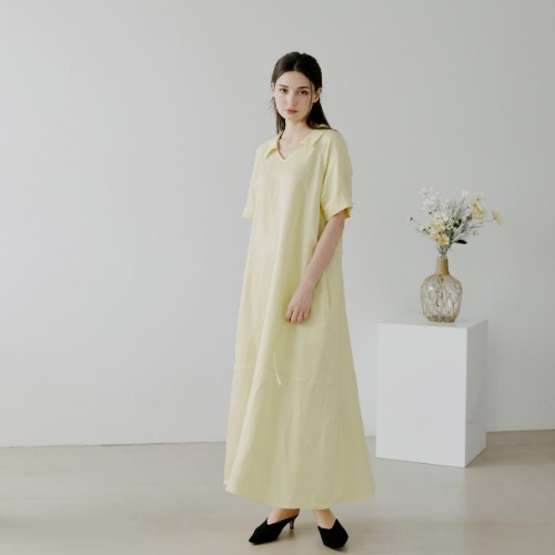 벨르마 22SS collared dress(darkbeige ivory yellow)