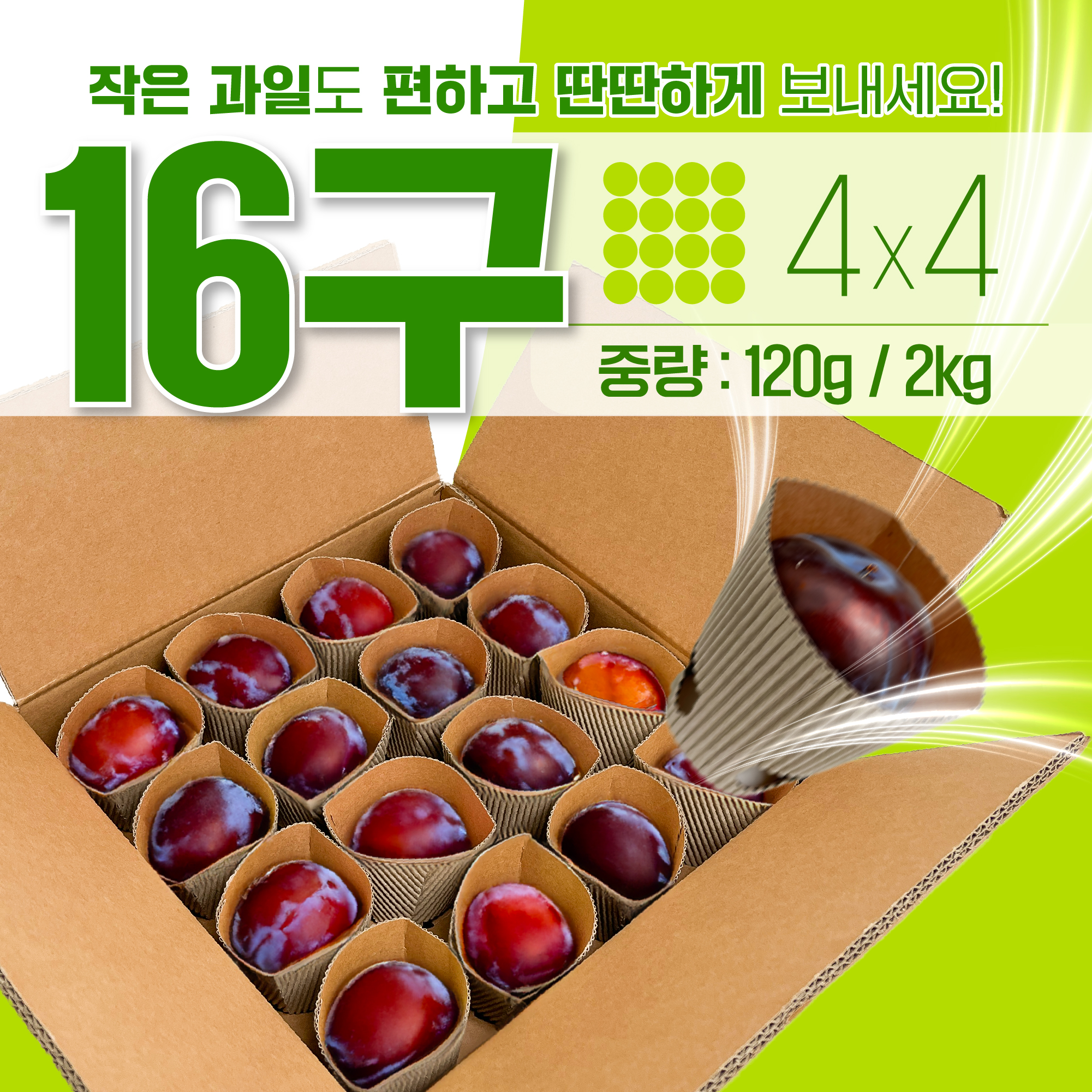 키위 자두 신비복숭아 딴딴박스 2kg 16구