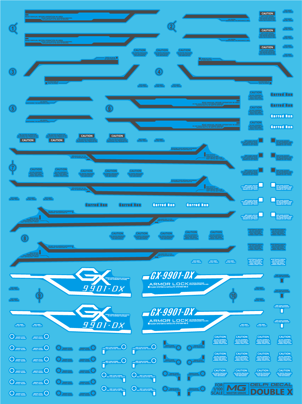 Gundam Decal 8枚セット MG X GUNDAM WATER DECAL - DelpiDecal