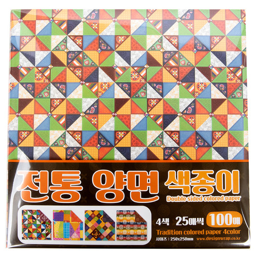 U 전통양면색종이 약25x25cm 100매 전통무늬 큰색종이