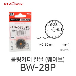 NT커터 BW-28P 롤링커터 웨이브 칼날 2개입 물결컷터