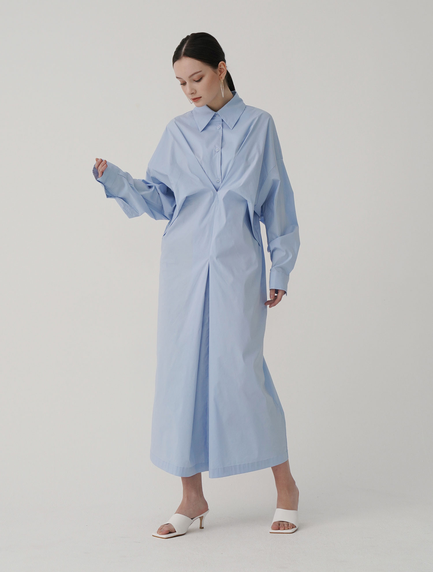 Shirts Shirring Dress_Blue