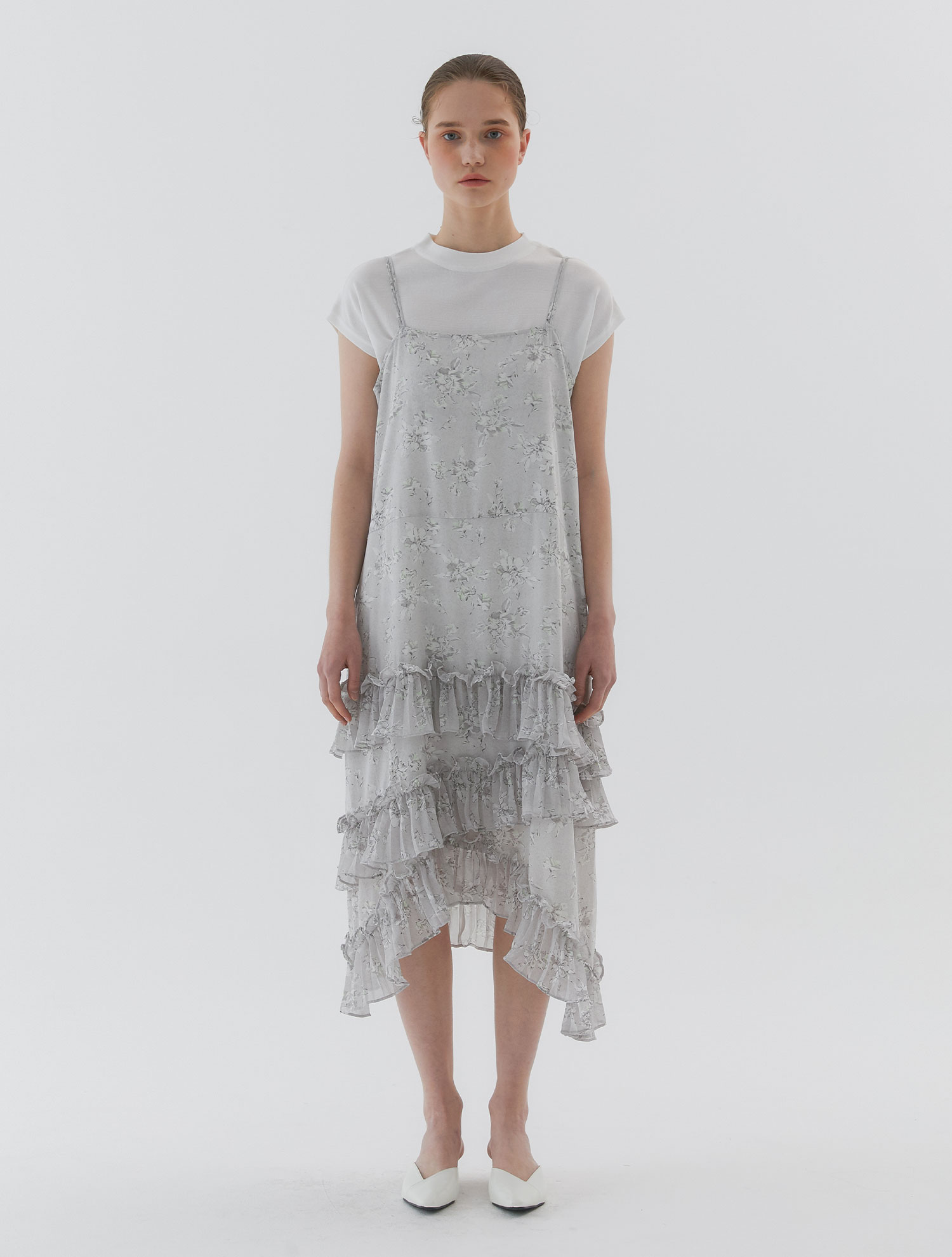 Flower Unbalance Dress_Gray