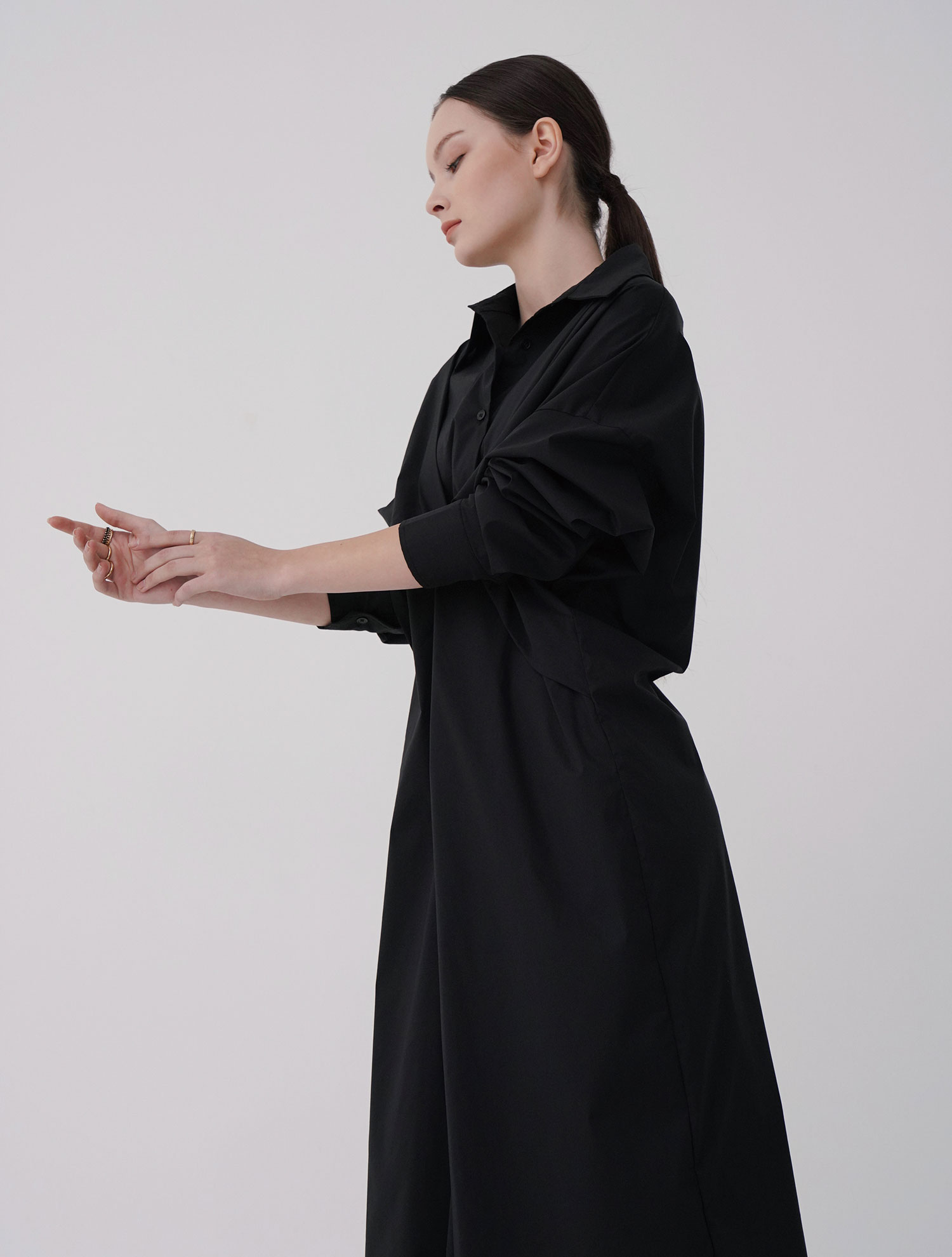 Shirts Shirring Dress_Black