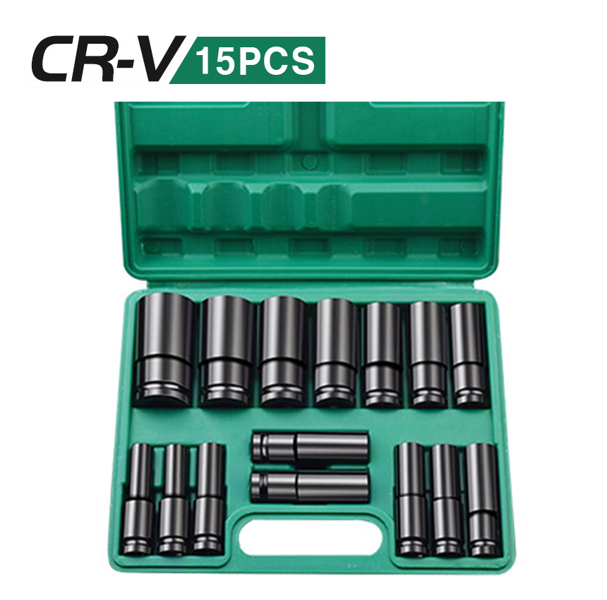 임팩 소켓 육각 세트 15PCS 롱소켓 1/2인치 8~32mm 복스알 보관케이스 롱복스