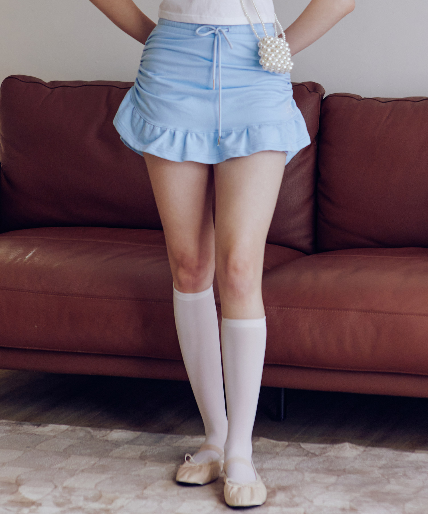デイジー シャーリング スカート パンツ [BLUE]