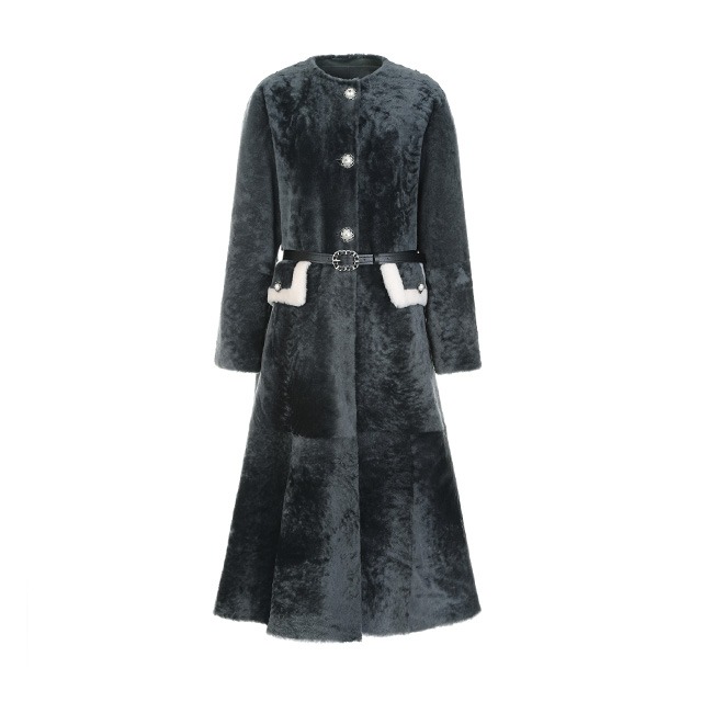 [헤이에스fur] Astrakhan Flake Long Shearling Coat [바로배송]