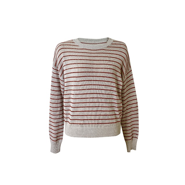 Cozy Sequin stripe knit (2colors)[베이지/당일배송]