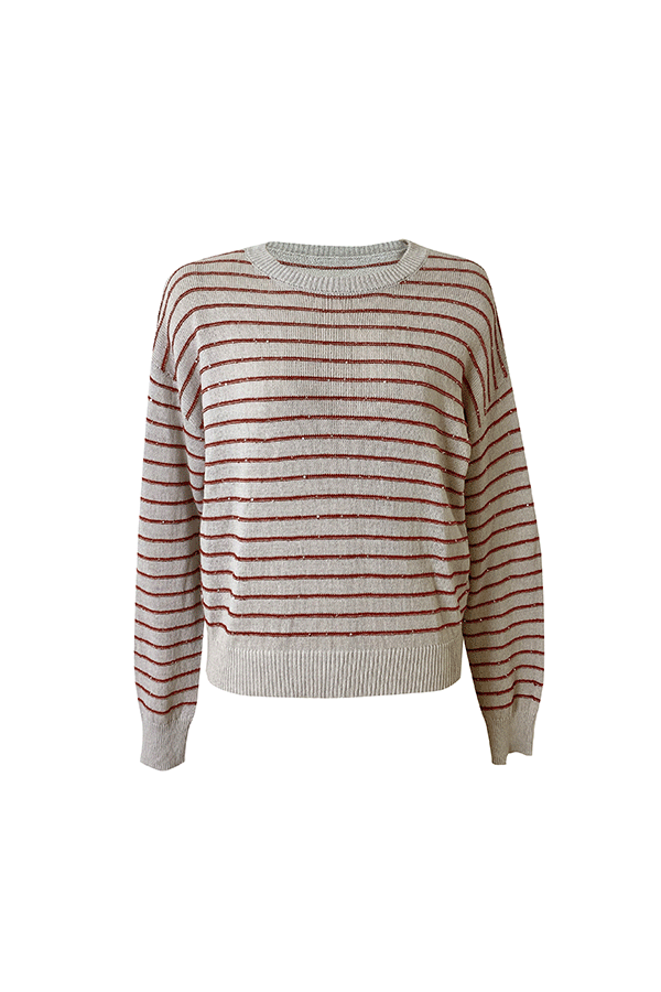 Cozy Sequin stripe knit (2colors)[베이지/당일배송]