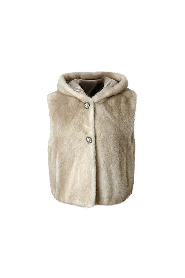 [헤이에스fur_2023] Carat Pearl Hoodie Mink Vest