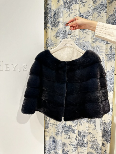 [헤이에스fur] Christmas cape mink [navy/바로배송]