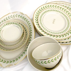 Syracuse Laureliff 13 Pieces Collection Bowl Dish Tableware Newlywed Bowl Set for 2 People for 4 (Blue/Green)