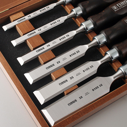 [NAREX] 나렉스 우드라인 프로피 우드케이스 평끌 6PCS 세트/Set of bevel edge chisels in wooden box/8530 (옵션선택)