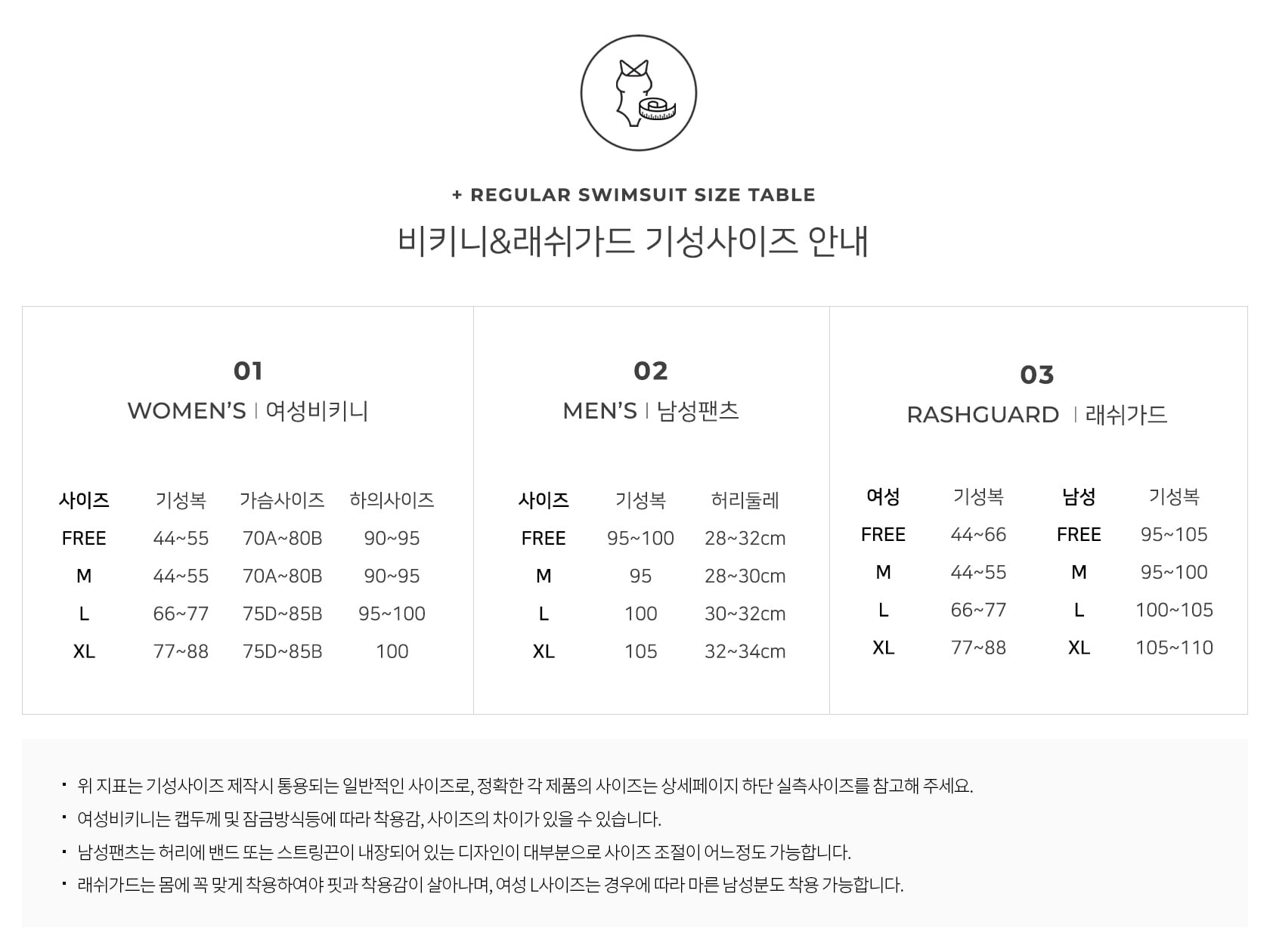 기성사이즈조견표