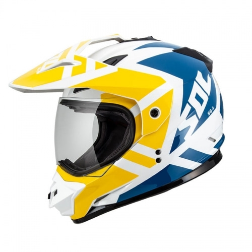 [바이크팩토리]SOL SS-1 와일드 화이트 블루 옐로우 듀얼스포츠 헬멧 (사이즈 선택 가능)