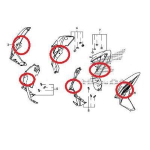 [해외]CB650F 좌우 사이드카울 6조각 (정품)
