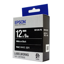 정품[엡손 EPSON] 라벨테이프/SD12K/SD12K-PX (12mm 검정바탕/흰글씨)[LW-K200BL,OK730,LW-C410,OK1000P,LW-K600,LW-K460,OK500P,LW-Z900,OK600P,LW-H200RK,LW-K200PK,LW-K420,LW-Z700]