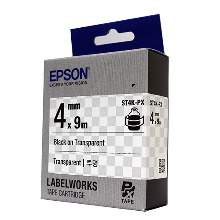 정품[엡손 EPSON] 라벨테이프/ ST4K/ST4K-PX (4mm 투명바탕/검정글씨)/LW-K200BL,OK730,LW-C410,OK1000P,LW-K600,LW-K460,OK500P,LW-Z900,OK600P,LW-H200RK,LW-K200PK,LW-K420,LW-Z700