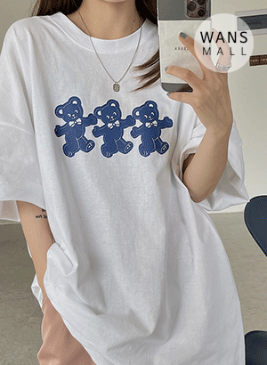 쓰리베어 오버핏 반팔 티셔츠