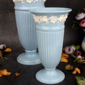 웨지우드 Wedgwood Queen&#039;s ware 퀸즈웨어 블루 화병야드로,Lladro