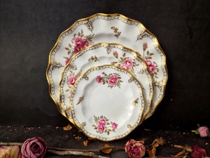 영국 앤틱 영국 빈티지 로얄크라운더비 Royal Crown Derby 핑스턴로즈 Pinxton Rose 디너접시,야드로,영국찻잔