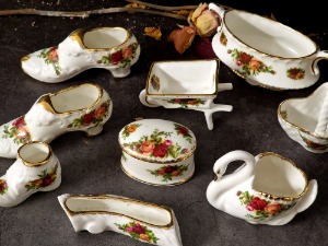 영국앤틱 로얄 알버트 Royal Albert Old Country Rose 황실장미 미니어쳐세트,야드로,영국찻잔