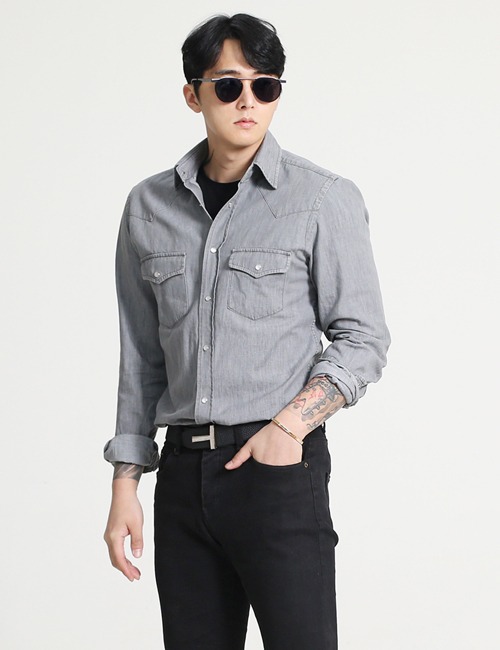 T. WESTERN DENIM SHIRTS_GRAY